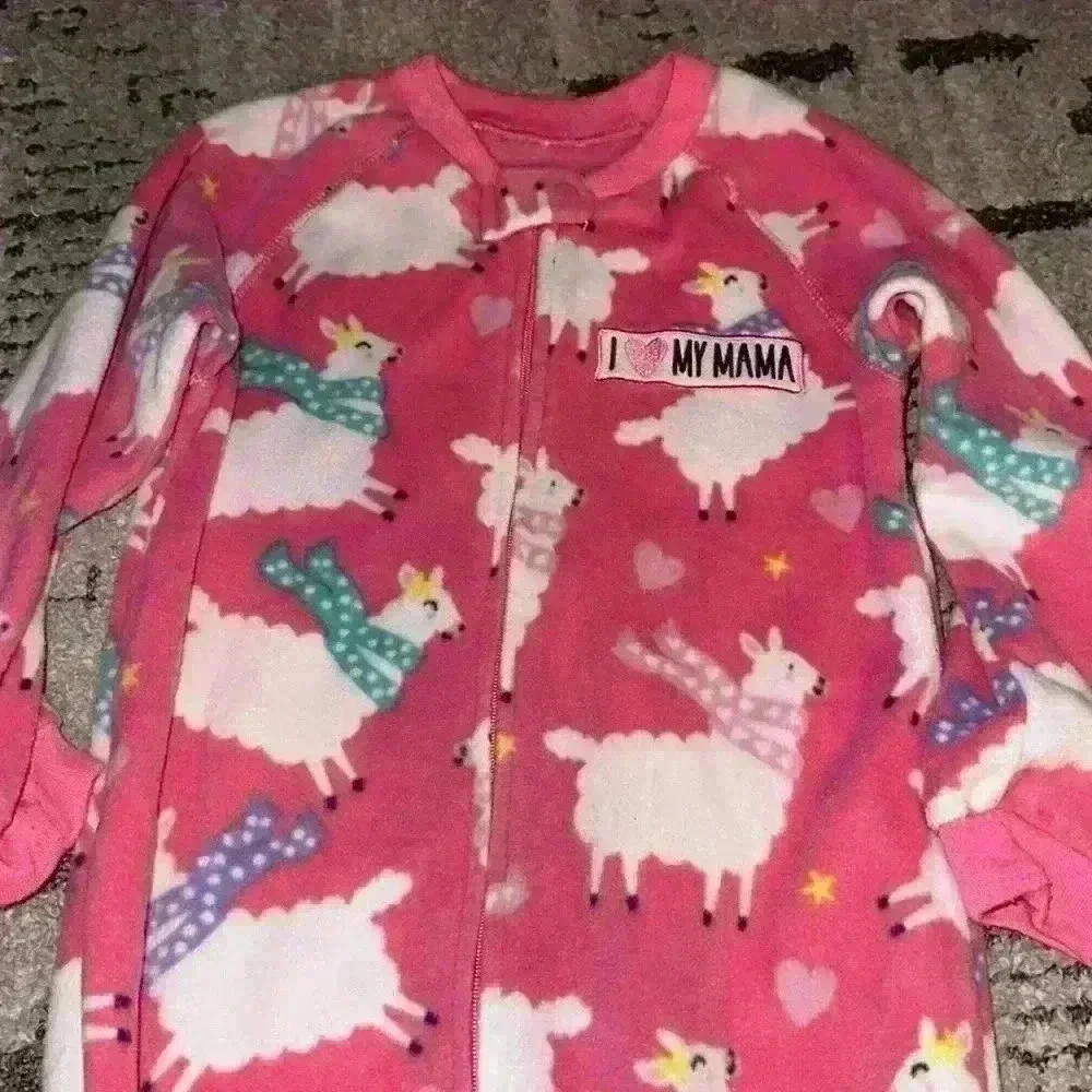 The Children's Place Footed Pajamas‎ Llamas w/ I love my Mama size 4t